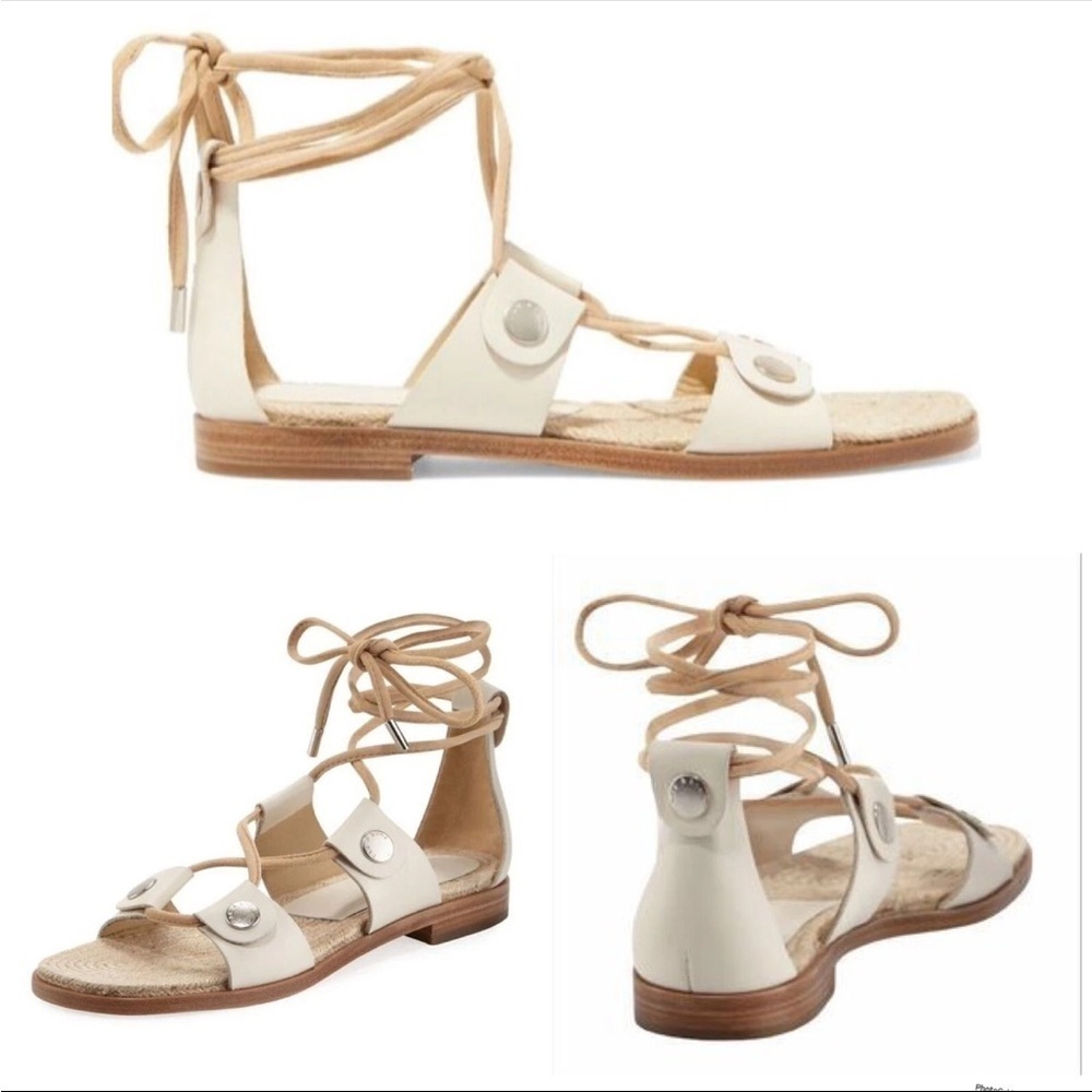 Rag & Bone Evelyn Tie Up  Gladiator Sandals in Ivory Size 8.5